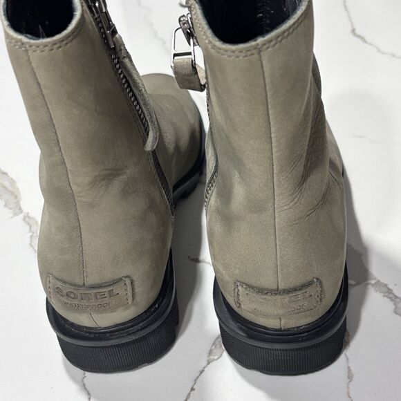 Sorel Grey Taupe Waterproof Suede Leather Ankle Boots Booties  NL3157-052 Gray 9 - Picture 10 of 13